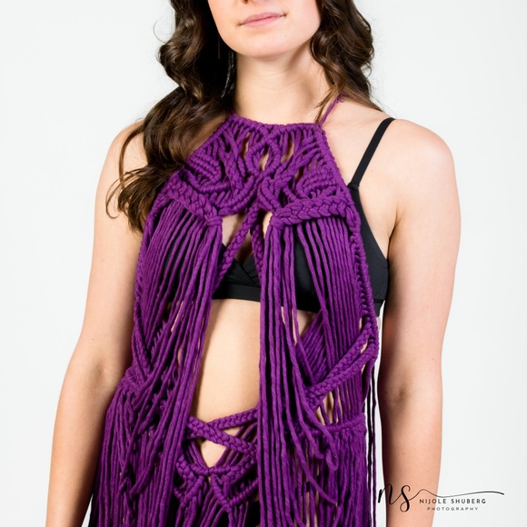 Handmade Macrame Crochet Dress Wings Festival Wear - Picture 4 of 16